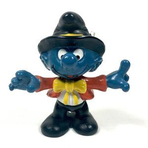 Schleich Photographer Smurf PVC Collectible Figure Bowtie Peyo Vintage 1981 Toy